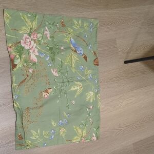 Pottery‎ Barn Green Pillowcase with Floral and Butterfly Design